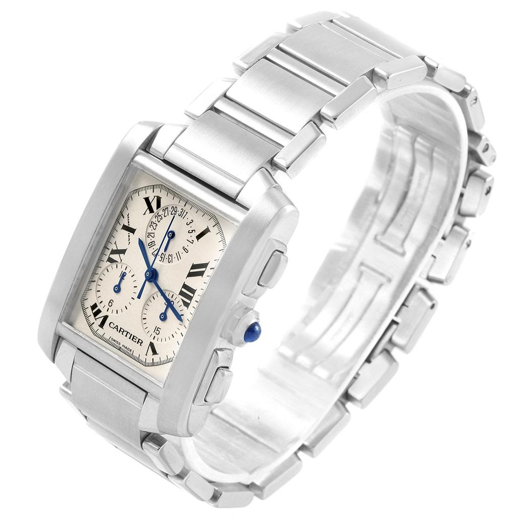 Cartier Tank Francaise Stainless Steel Chronoflex Watch W51001Q3 For Sale 3