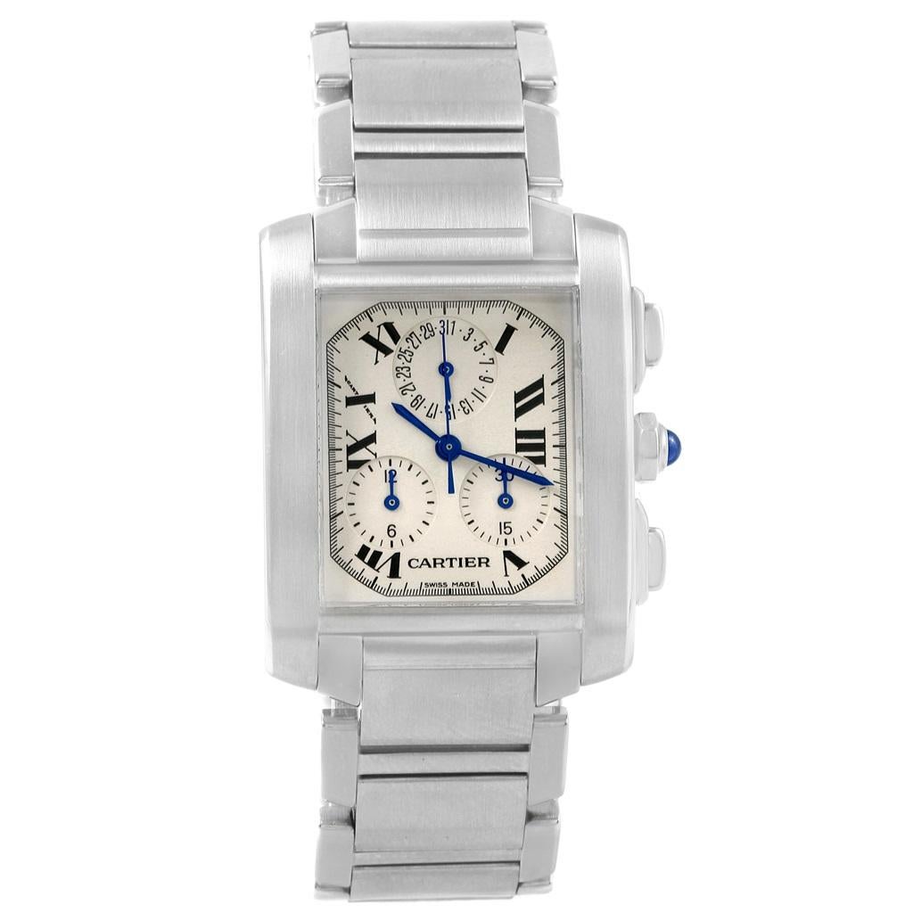 Cartier Tank Francaise Stainless Steel Chronoflex Watch W51001Q3 For Sale 5