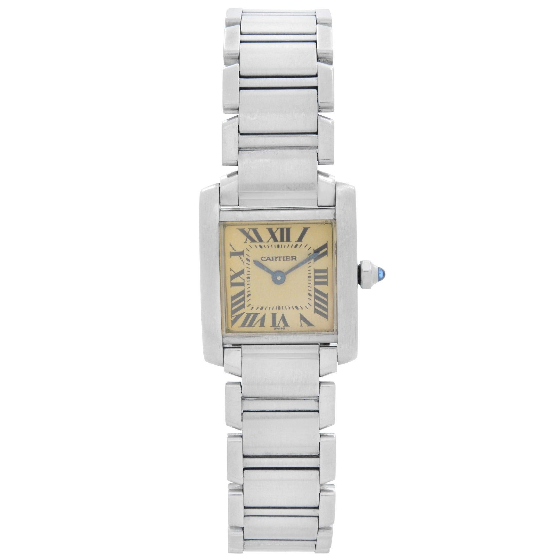 Cartier Tank Francaise Stainless Steel Cream Roman Dial Quartz Ladies Watch 2300