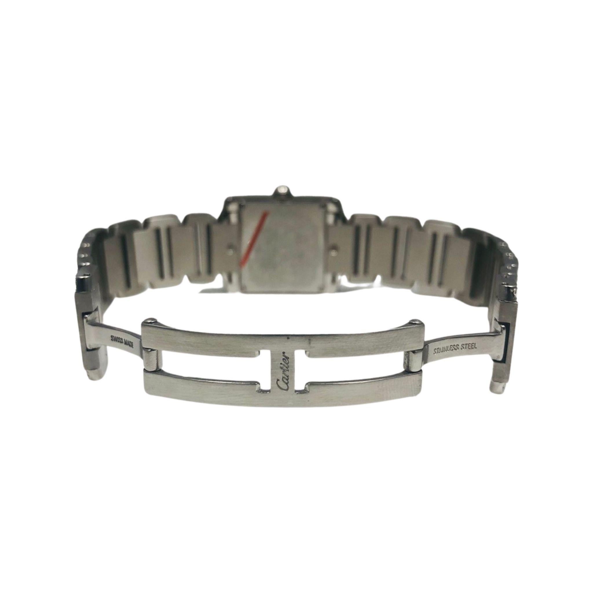  Cartier Caisse/bracelet Tank Francaise en acier inoxydable avec diamants Réf. 2465 Unisexe 
