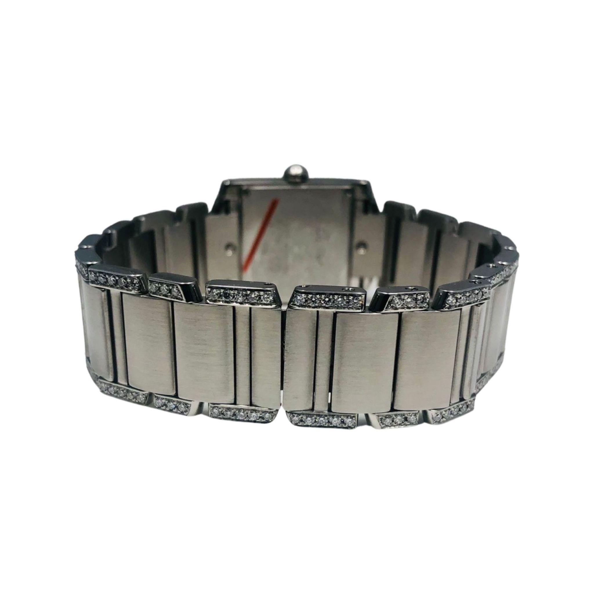 Cartier Tank Francaise Stainless Steel Diamond Case/Bracelet Ref. 2465 For Sale 1