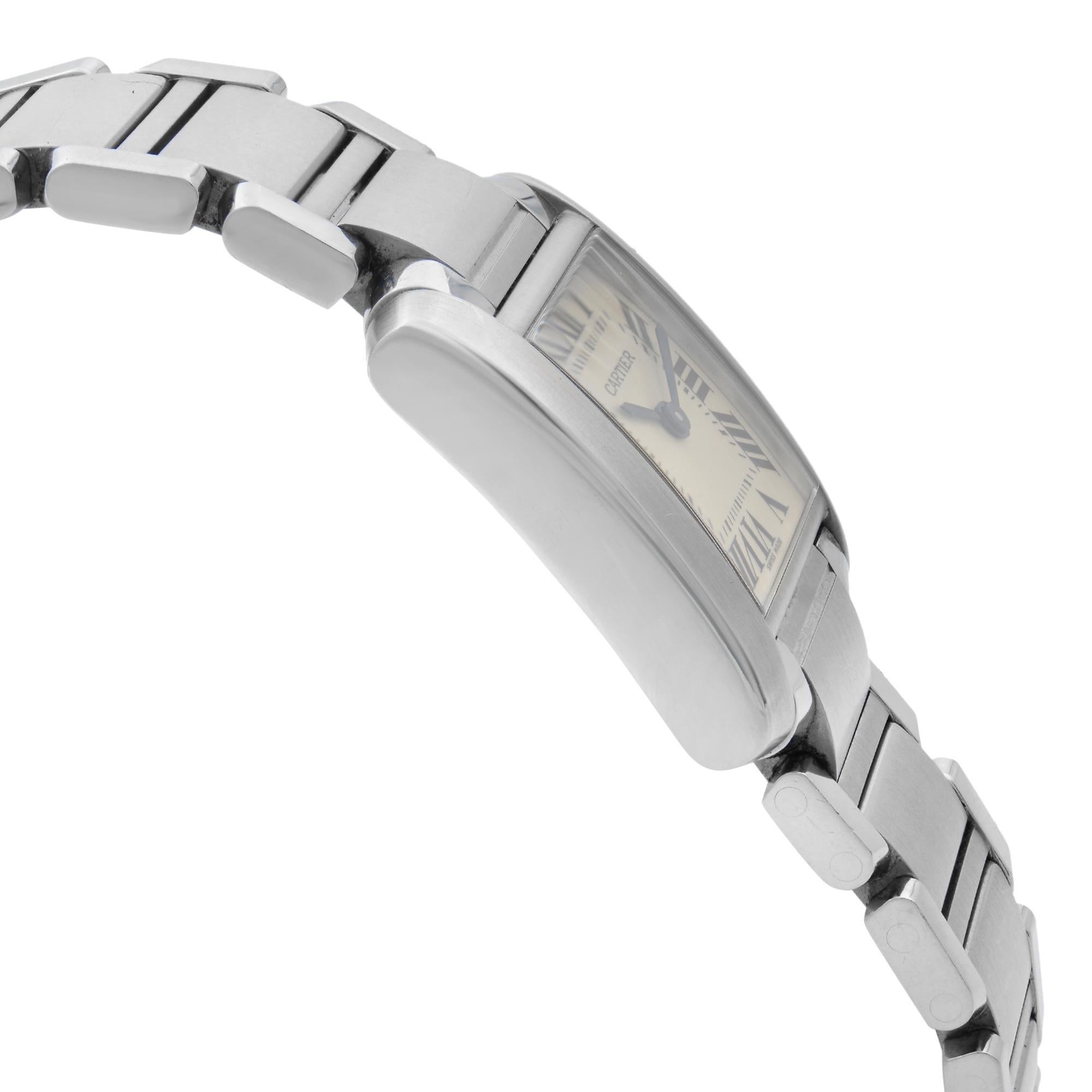 Women's Cartier Tank Francaise Stainless Steel White Roman Dial Ladies Watch W51008Q3