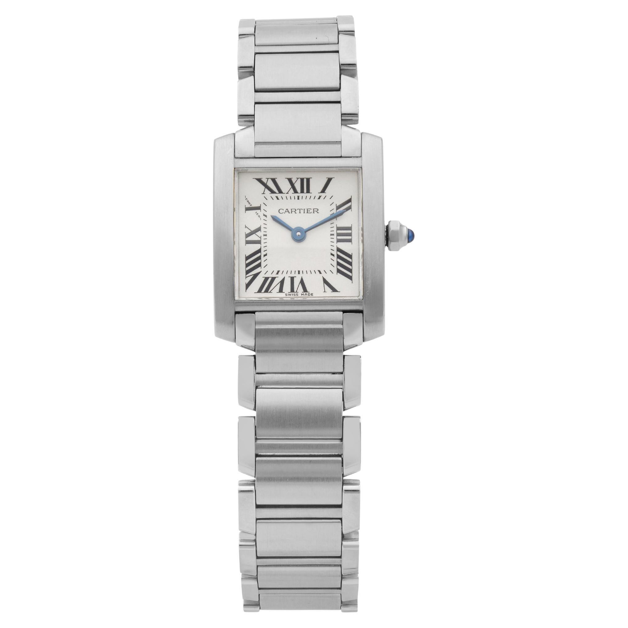 Cartier Tank Francaise Stainless Steel White Roman Dial Ladies Watch W51008Q3