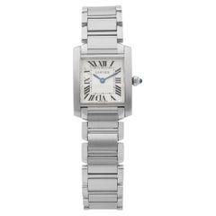 Cartier Tank Francaise Stainless Steel White Roman Dial Ladies Watch W51008Q3