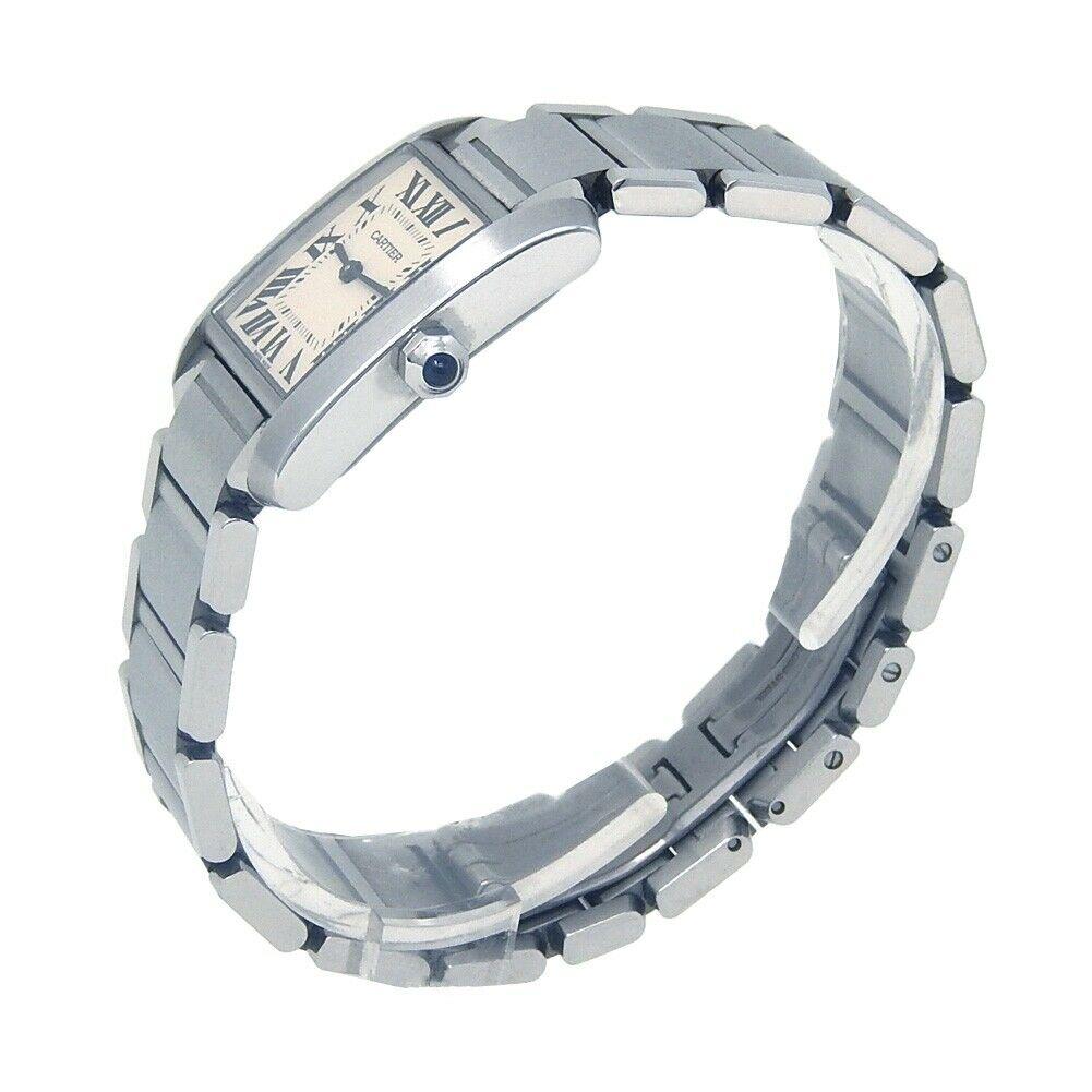 Brand: Cartier
Band Color: Stainless Steel	
Gender:	Women's
Case Size: 24-27.5mm	
MPN: Does Not Apply
Lug Width: 18mm	
Features:	12-Hour Dial, Roman Numerals, Sapphire Crystal, Swiss Made, Swiss Movement
Style: Casual	
Movement: Quartz (Battery)
Age
