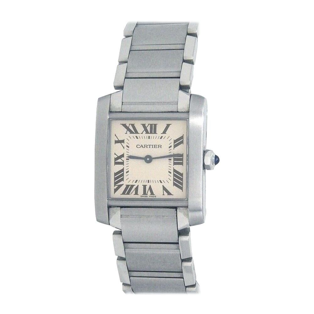 Cartier Tank Francaise Stainless Steel Women's Watch Quartz WSTA0005 For Sale