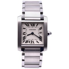 Cartier Tank Francaise Stainless Steel Wristwatch Ref 2465