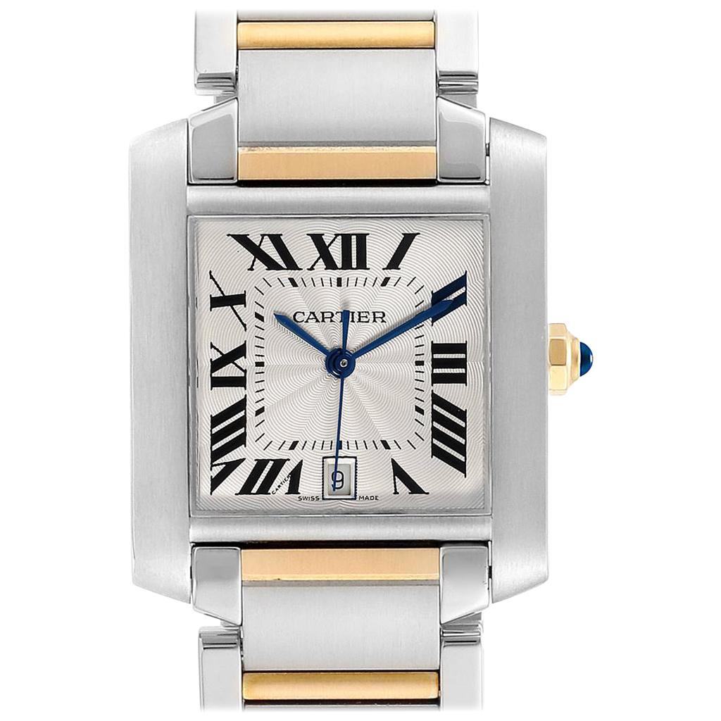 Cartier Tank Francaise Steel 18 Karat Yellow Gold Men's Watch W51005Q4 For Sale