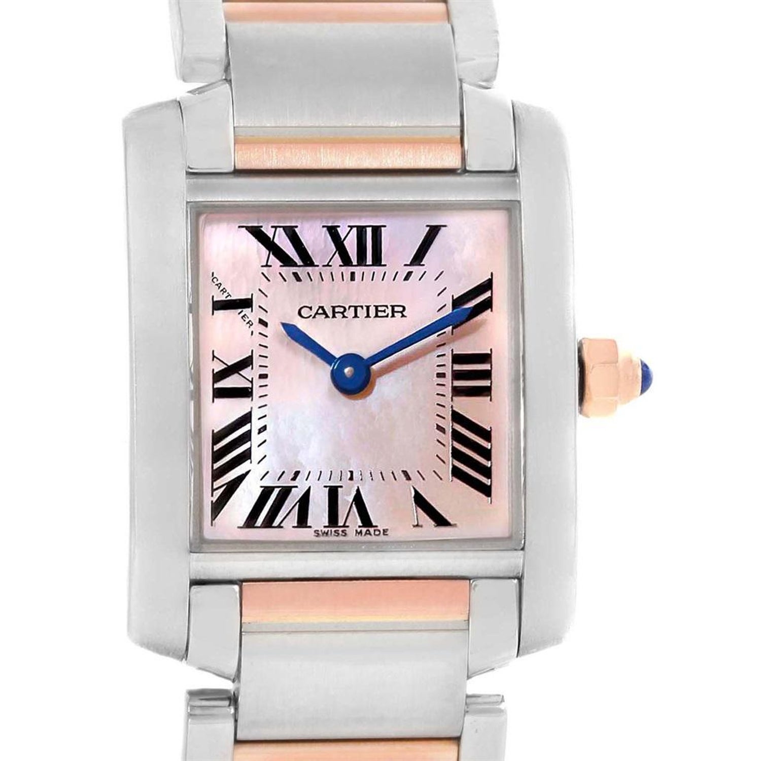 Cartier Tank Francaise Steel 18k Rose Gold Mop Ladies Watch W51027q4 For Sale At 1stdibs