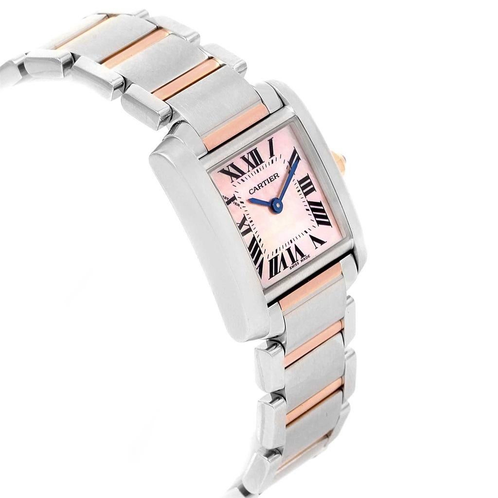 Cartier Tank Francaise Steel 18k Rose Gold MOP Ladies Watch W51027Q4 In Excellent Condition In Atlanta, GA