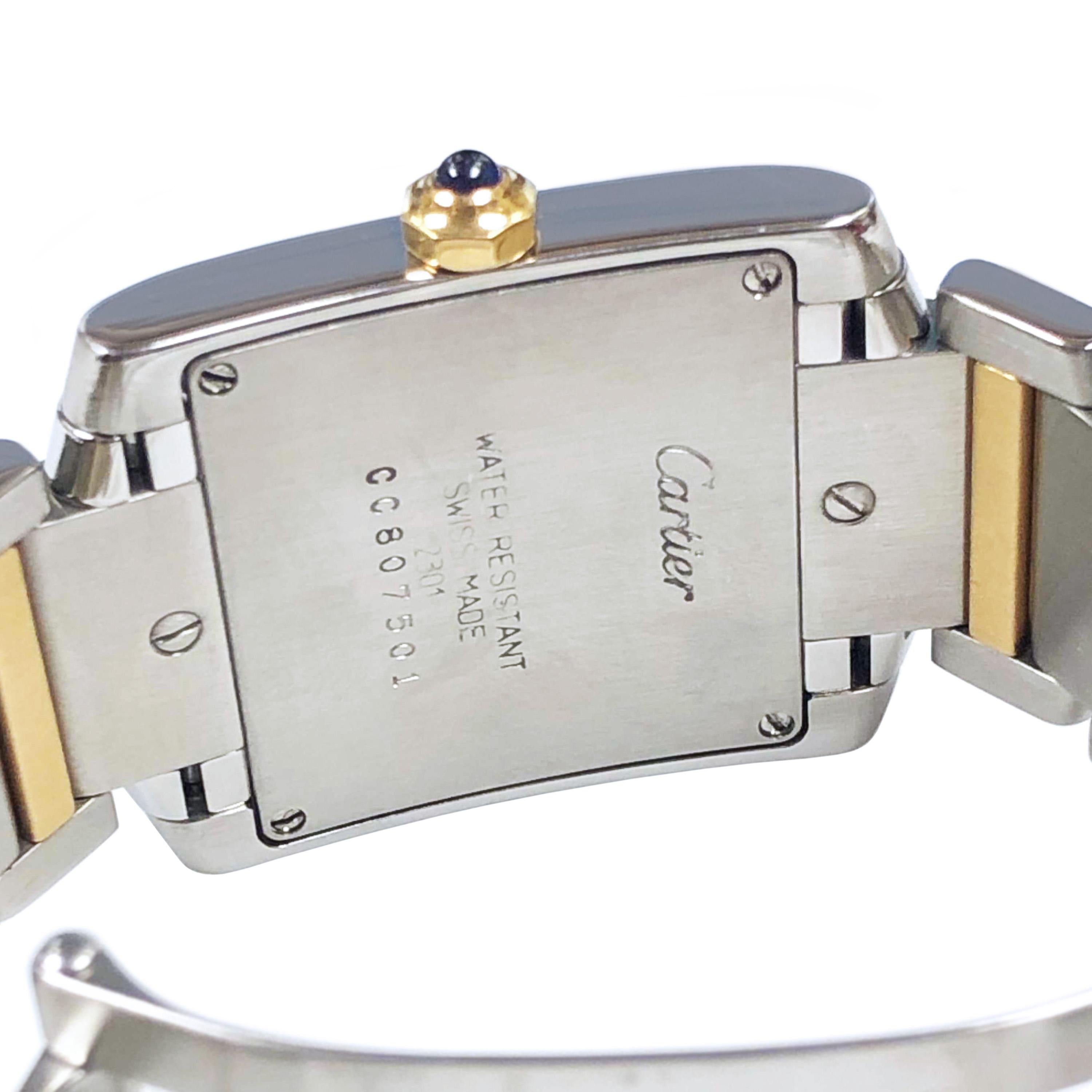 Cartier Tank Francaise Steel and Yellow Gold Mid Size Quartz Wristwatch In Excellent Condition In Chicago, IL