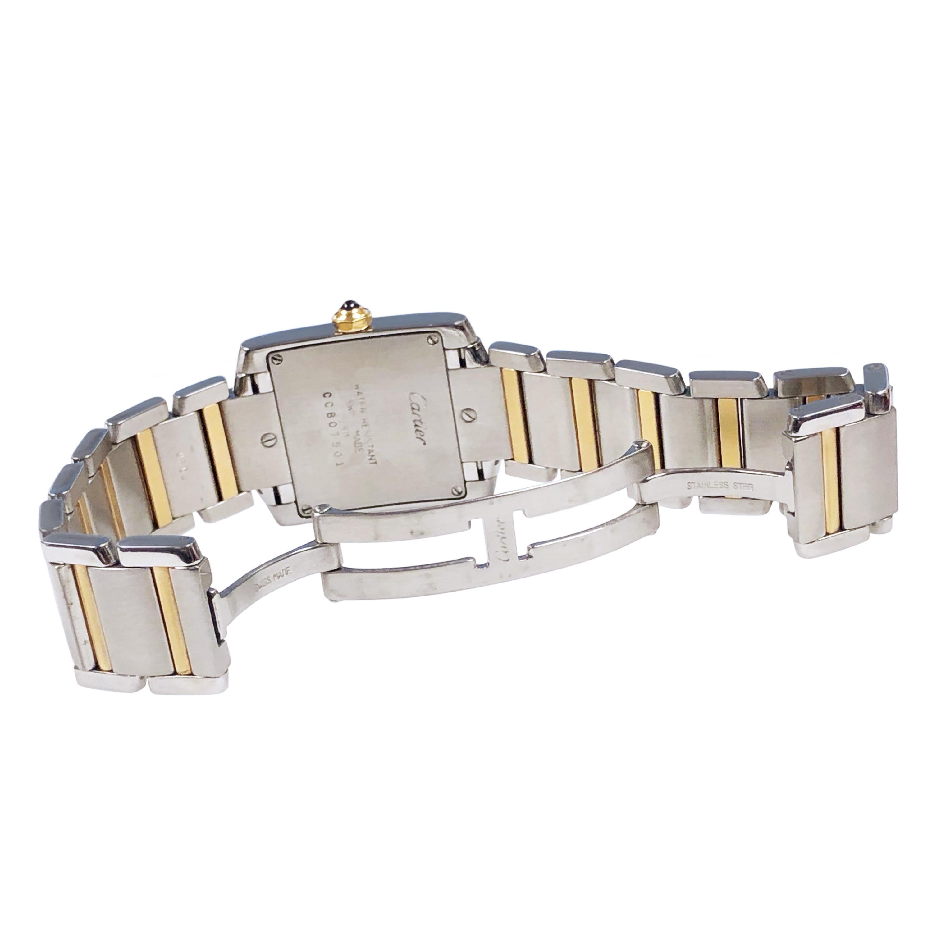 Women's or Men's Cartier Tank Francaise Steel and Yellow Gold Mid Size Quartz Wristwatch