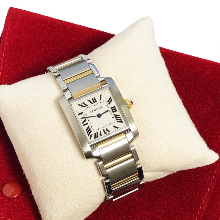 Cartier Tank Francaise Steel and Yellow Gold Mid Size Quartz Wristwatch ...