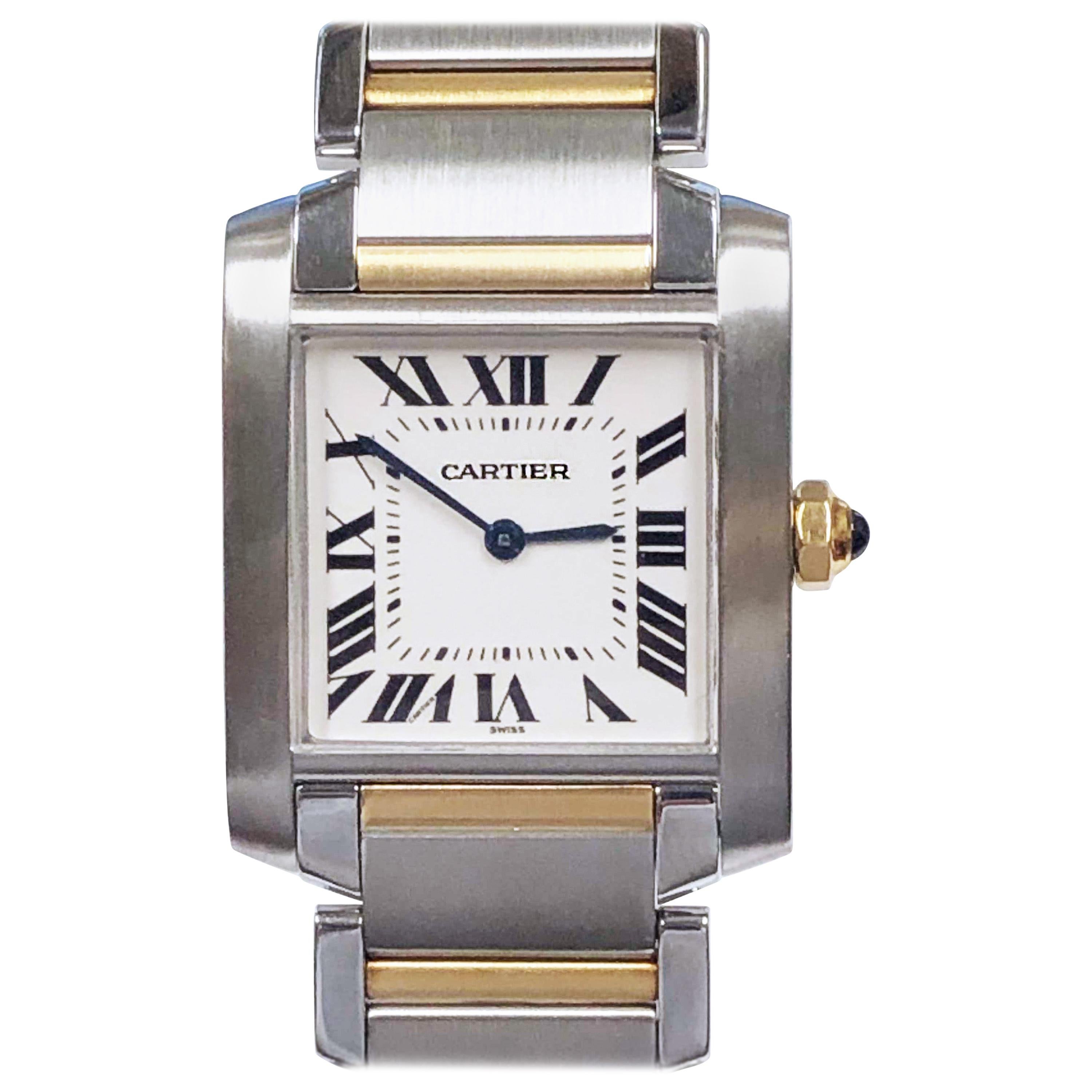 Cartier Tank Francaise Steel and Yellow Gold Mid Size Quartz Wristwatch