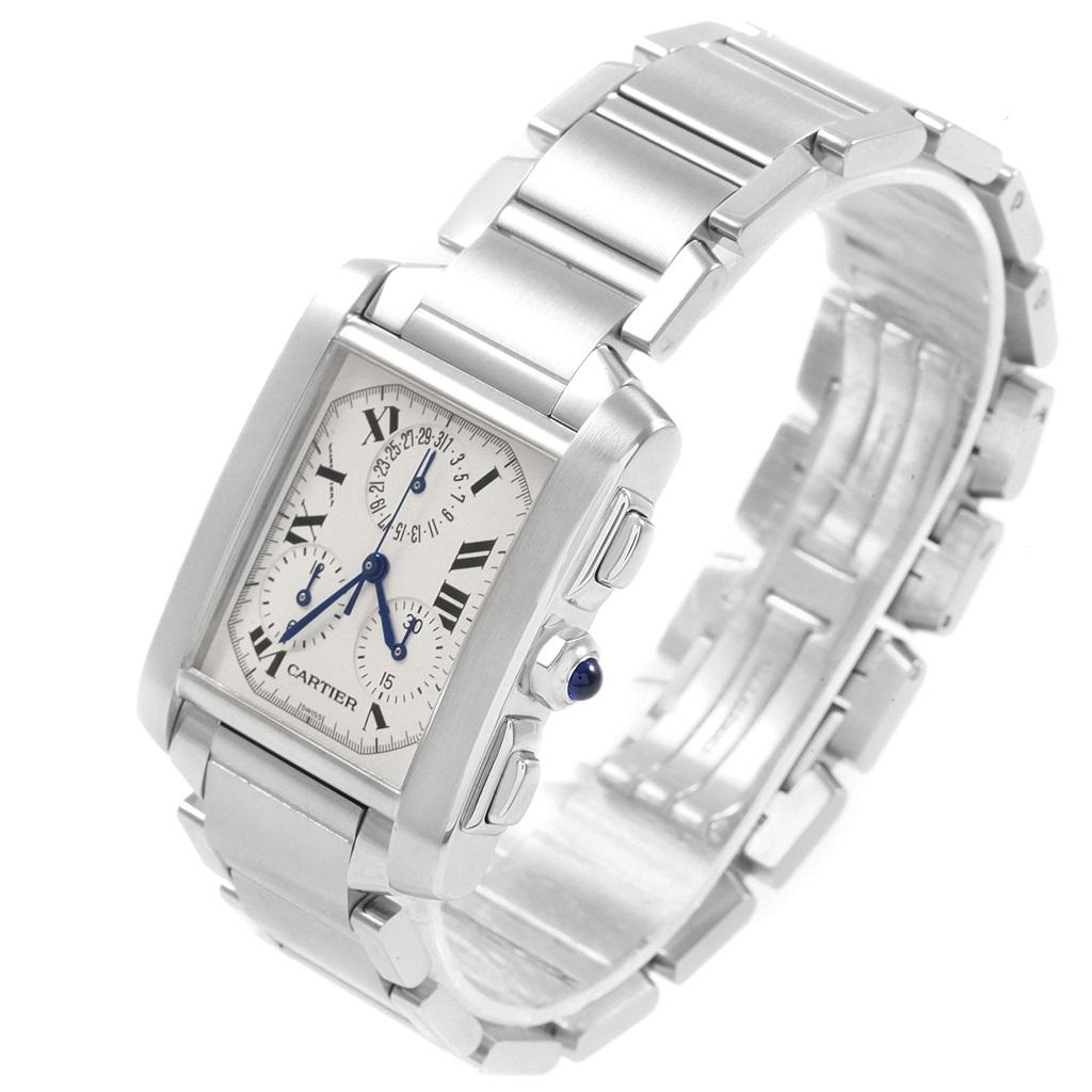 Men's Cartier Tank Francaise Steel Chronoflex Men’s Watch W51001Q3 Box For Sale