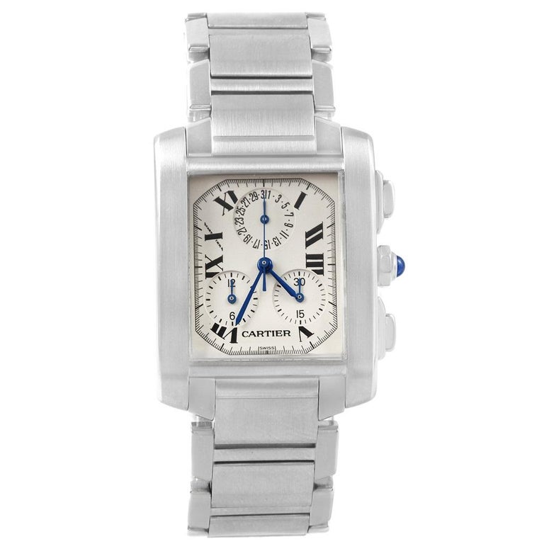 Cartier Tank Francaise Steel Chronoflex Men S Watch W51001q3 Box For Sale At 1stdibs