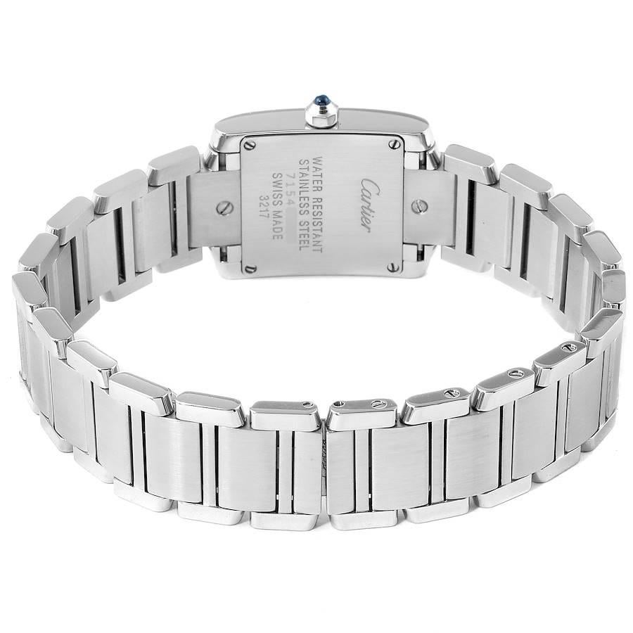 Cartier Tank Francaise Steel Diamond Ladies Watch W4TA0008 Box Card For Sale 3