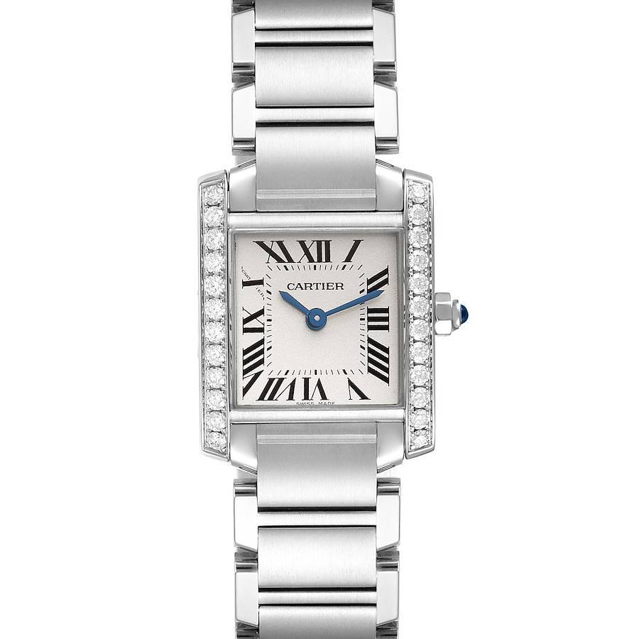 Cartier Tank Francaise Steel Diamond Ladies Watch W4TA0008 Box Card