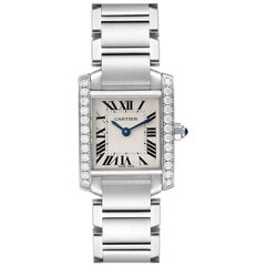Cartier Tank Francaise Stahl-Diamant-Damenuhr W4TA0008 Box Papiere