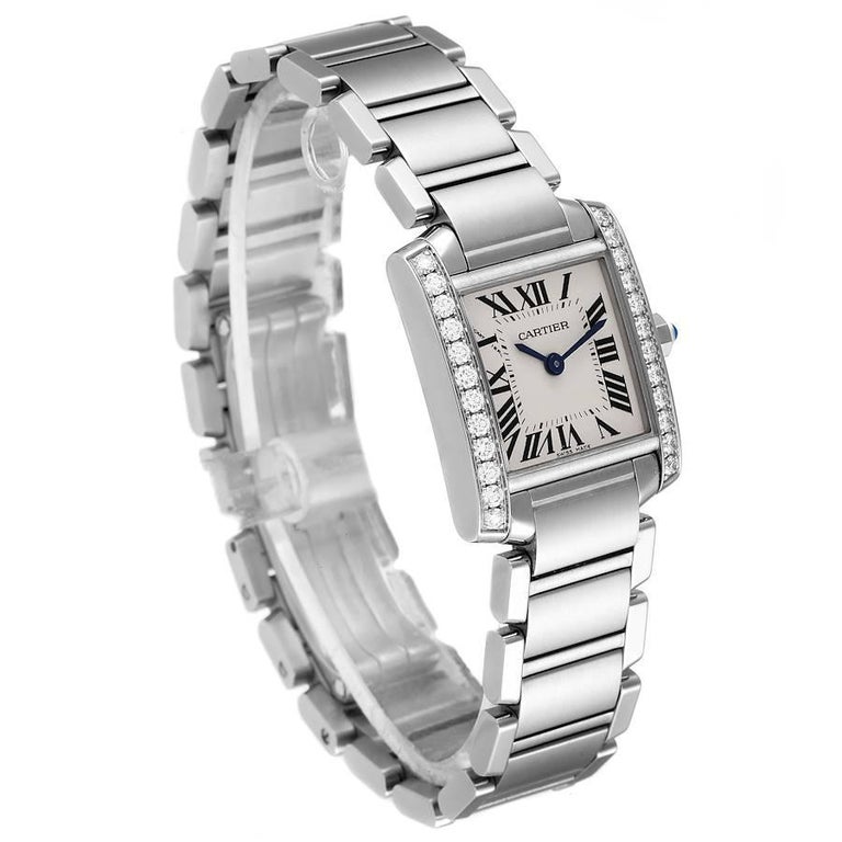 Cartier Tank Francaise Steel Diamond Ladies Watch W4TA0008 In Excellent Condition In Atlanta, GA
