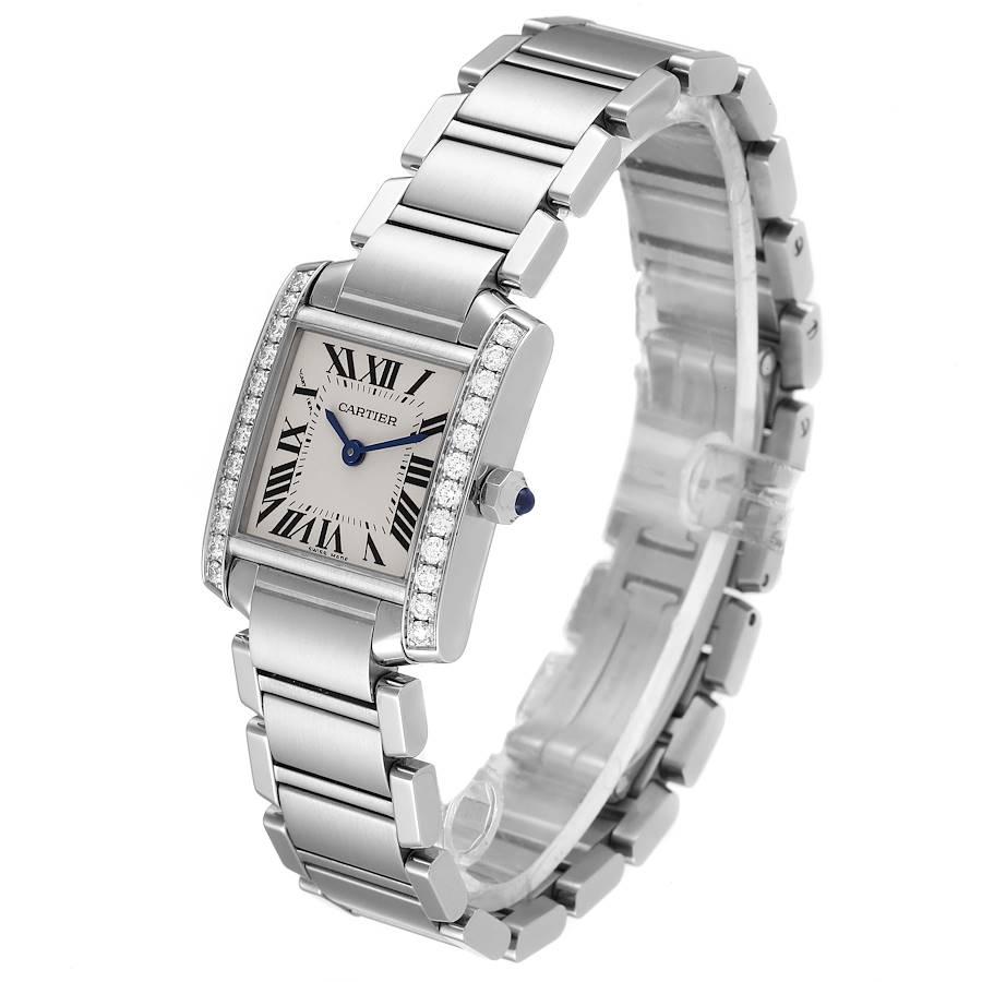 Cartier Tank Francaise Steel Diamond Ladies Watch W4TA0008 In Excellent Condition In Atlanta, GA