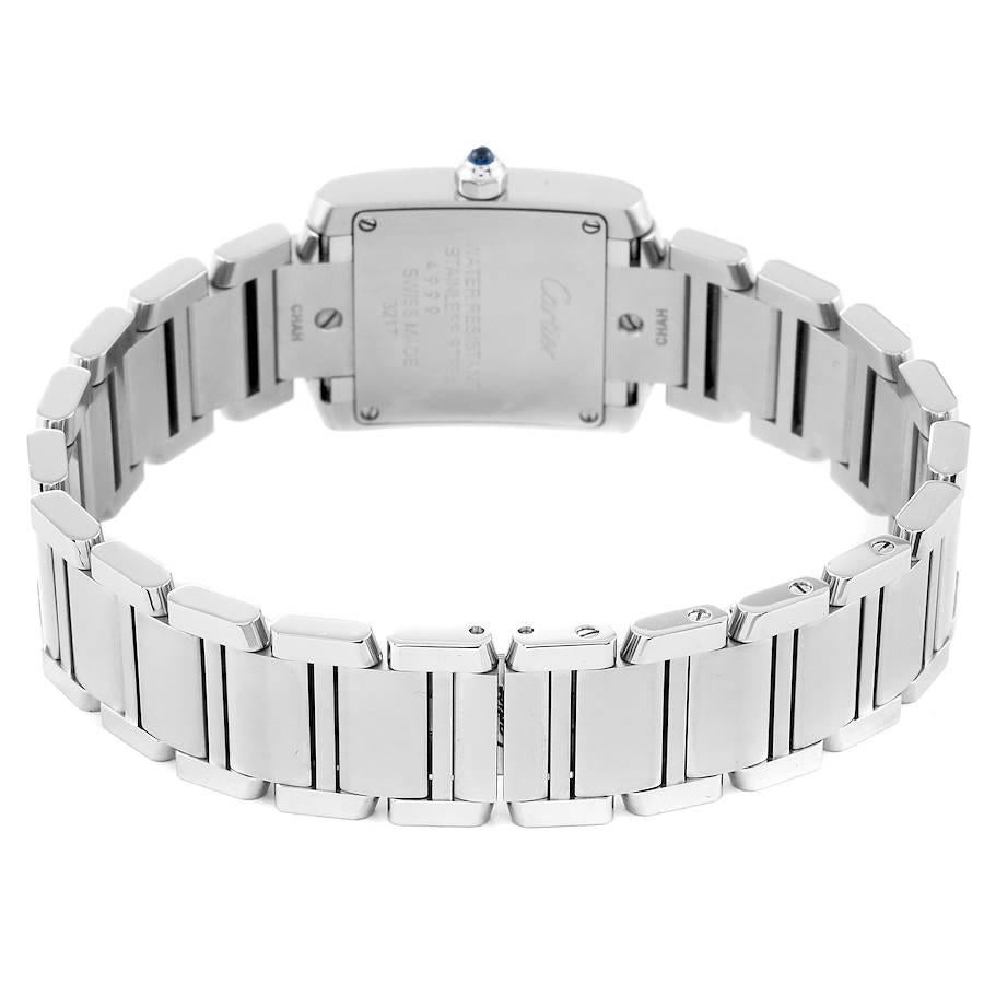 Cartier Tank Francaise Steel Diamond Small Ladies Watch WE110006 Box Card For Sale 3