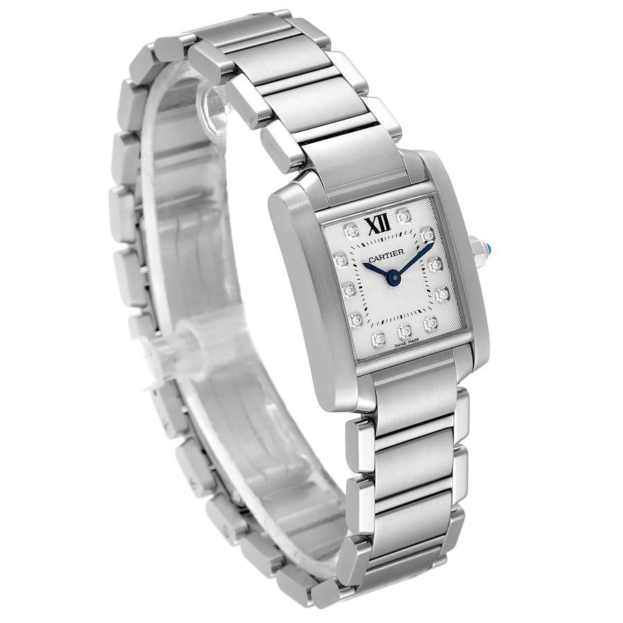 Cartier, petite montre Tank Francaise en acier et diamants, pour femmes WE110006 Excellent état - En vente à Atlanta, GA