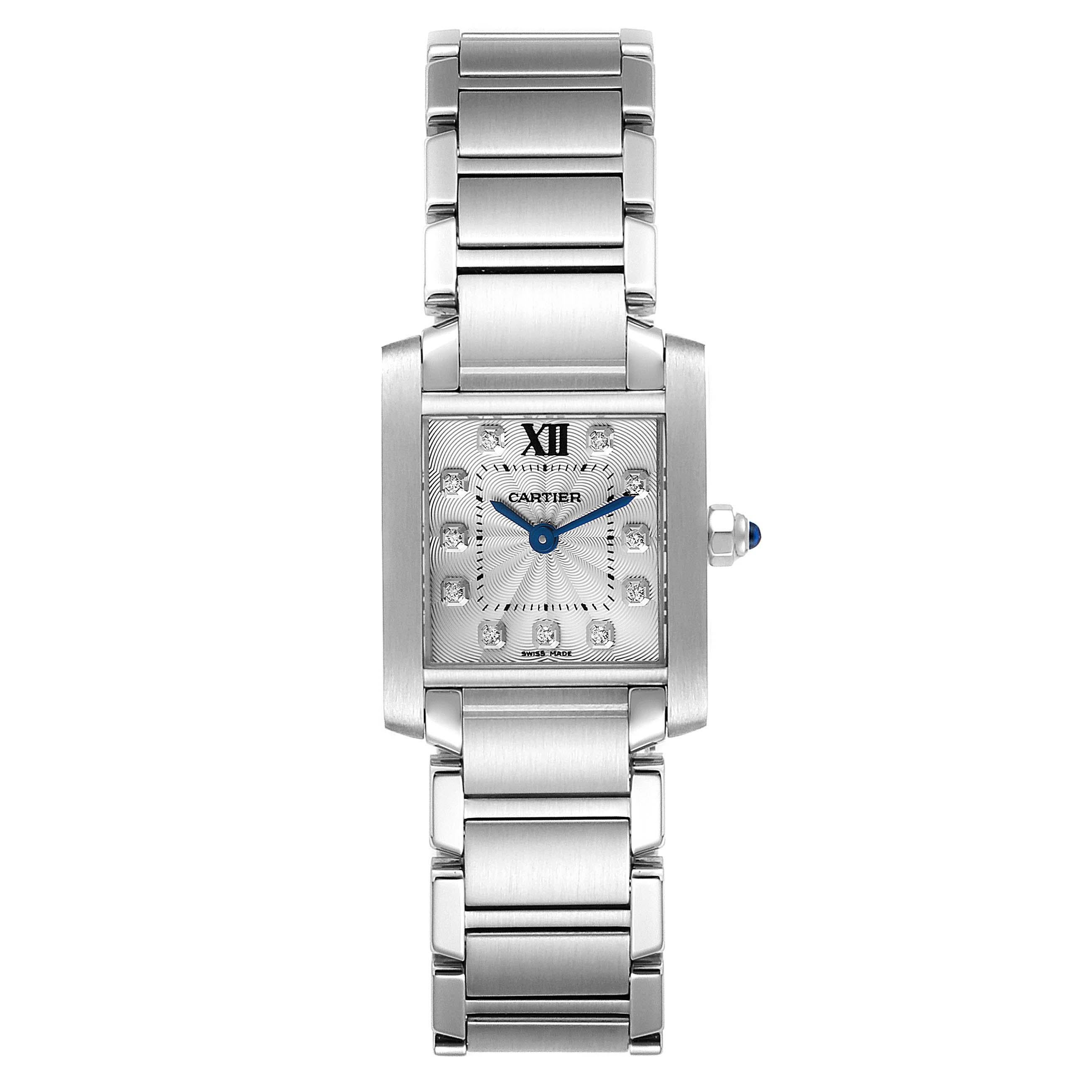 Cartier Tank Francaise Kleine Damenuhr aus Stahl mit Diamanten WE110006 im Zustand „Hervorragend“ im Angebot in Atlanta, GA
