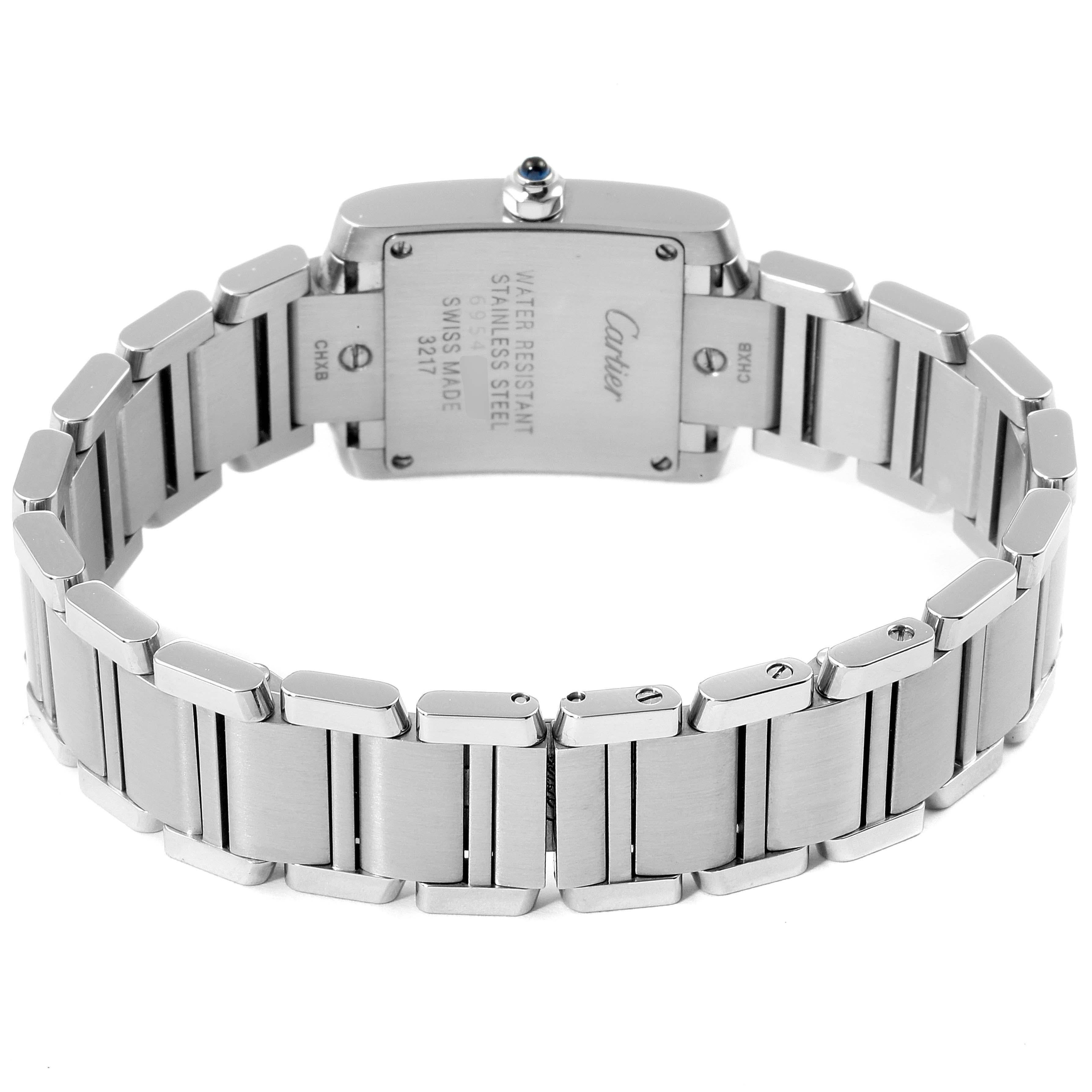Cartier Tank Francaise Steel Diamond Small Ladies Watch WE110006 For Sale 1