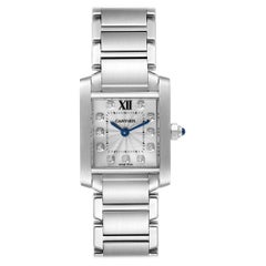 Cartier Tank Francaise Kleine Damenuhr aus Stahl mit Diamanten WE110006