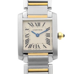 Cartier Tank Francaise Steel Gold White Roman Dial Ladies Quartz Watch W51007Q4
