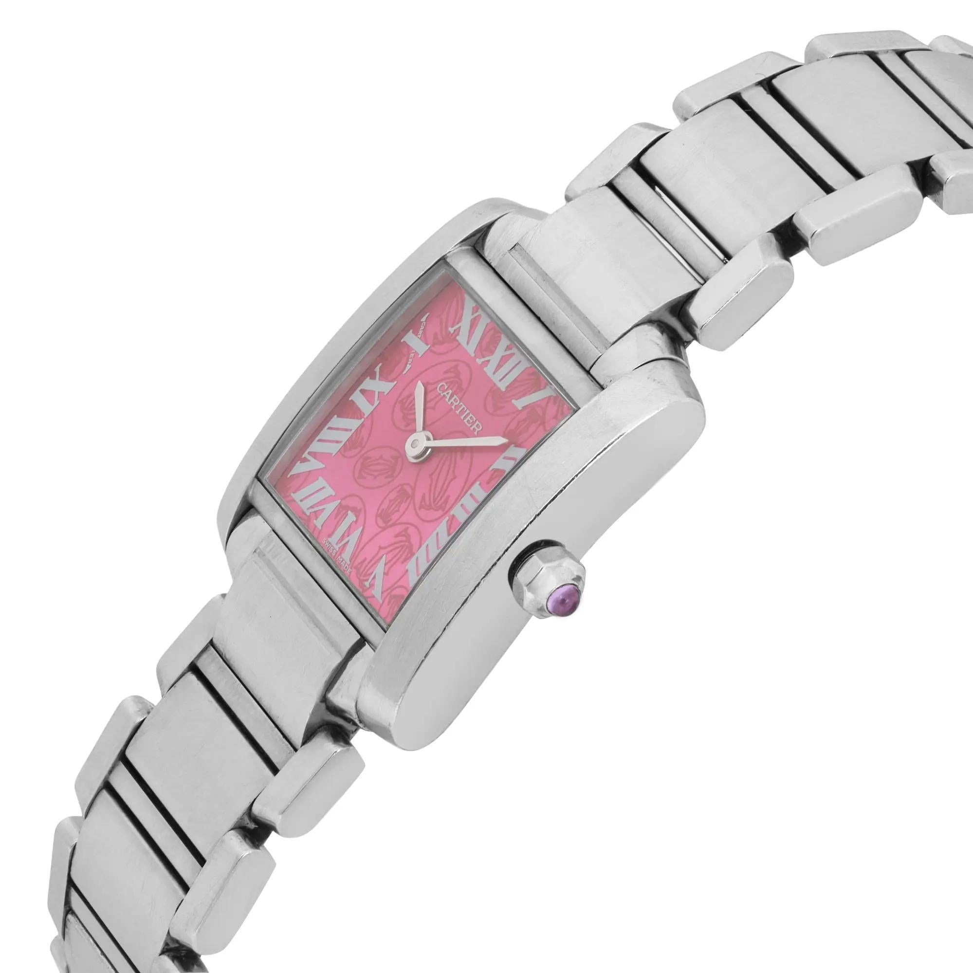 Usato in condizioni eccellenti. Raro quadrante di lampone. Misura del polso 5,75 pollici. Senza scatola e documenti originali, viene fornito con la scatola del cronostore.

Informazioni generali

Marchio: Cartier

Model: Serbatoio francese

Model