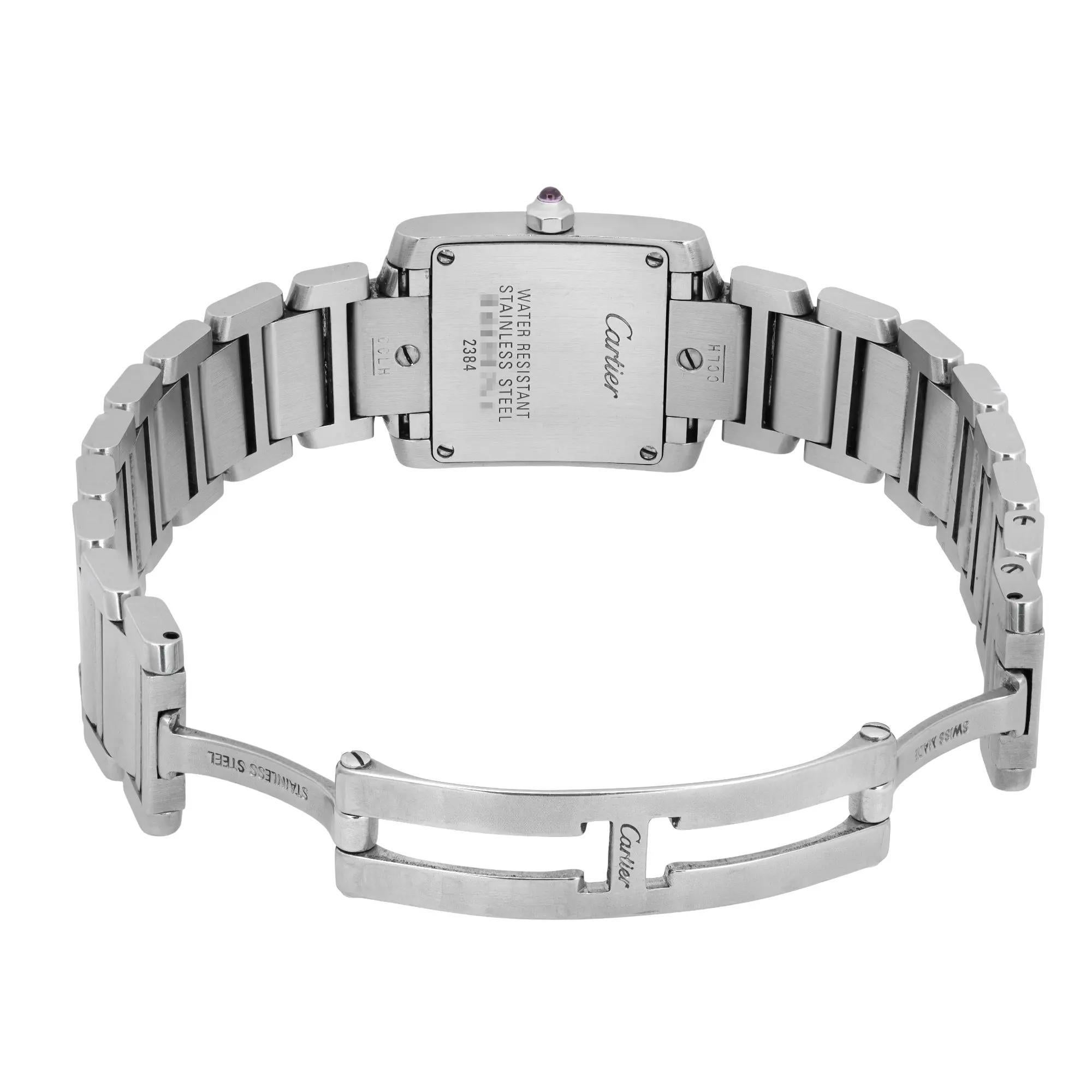 Donna Cartier Tank Francaise Acciaio Quadrante Lampone Orologio da donna al quarzo W51030Q3 in vendita