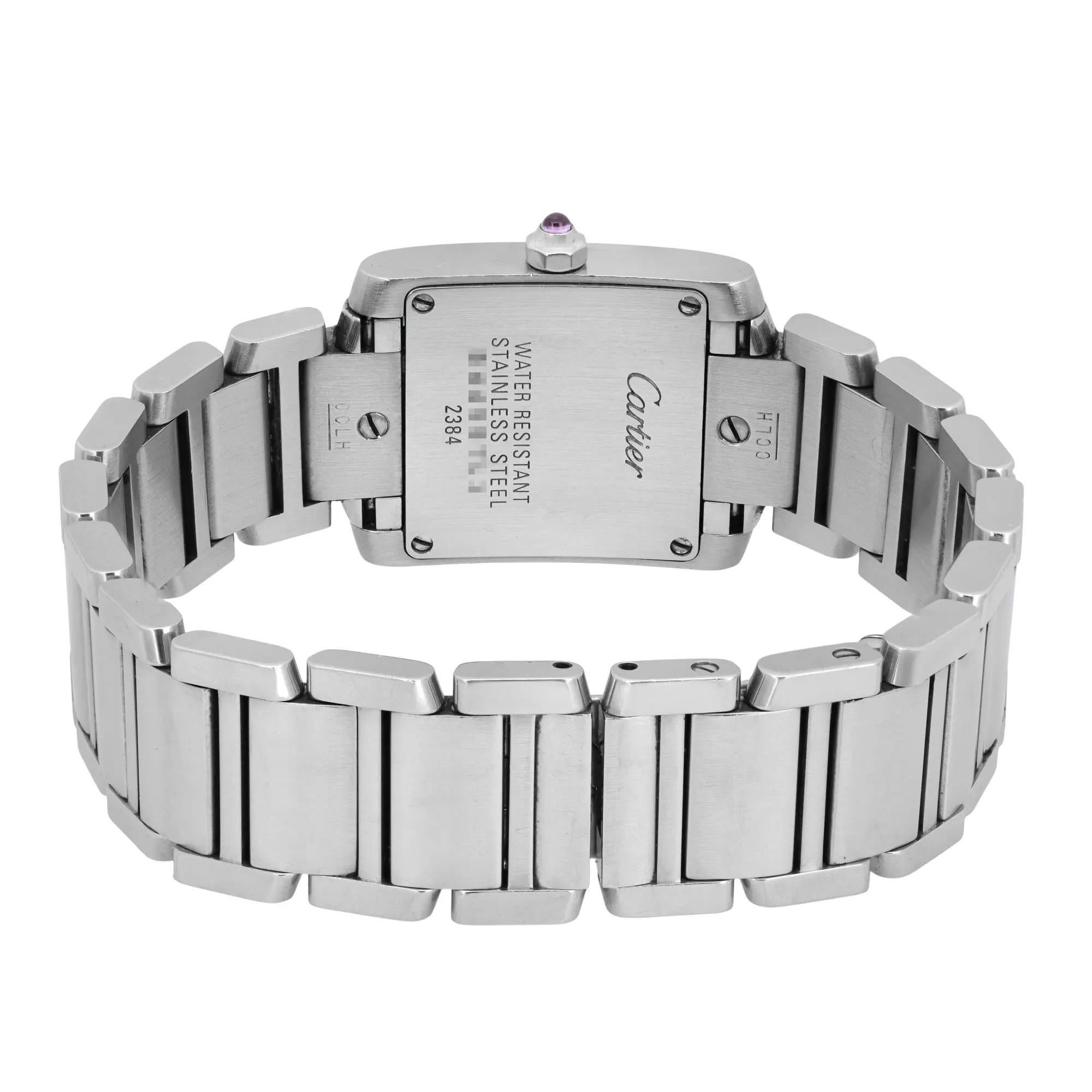 Cartier Tank Francaise Acciaio Quadrante Lampone Orologio da donna al quarzo W51030Q3 in vendita 1