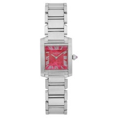 Cartier Tank Francaise Stahl Himbeere Zifferblatt Quarz Damenuhr W51030Q3