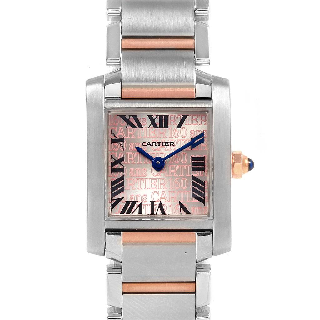 Cartier Tank Francaise Steel Rose Gold 160th Anniversary Watch W51036Q4 In Excellent Condition In Atlanta, GA