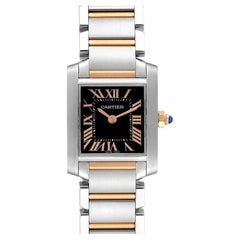 Cartier Tank Francaise Steel Rose Gold Black Dial Ladies Watch W5010001