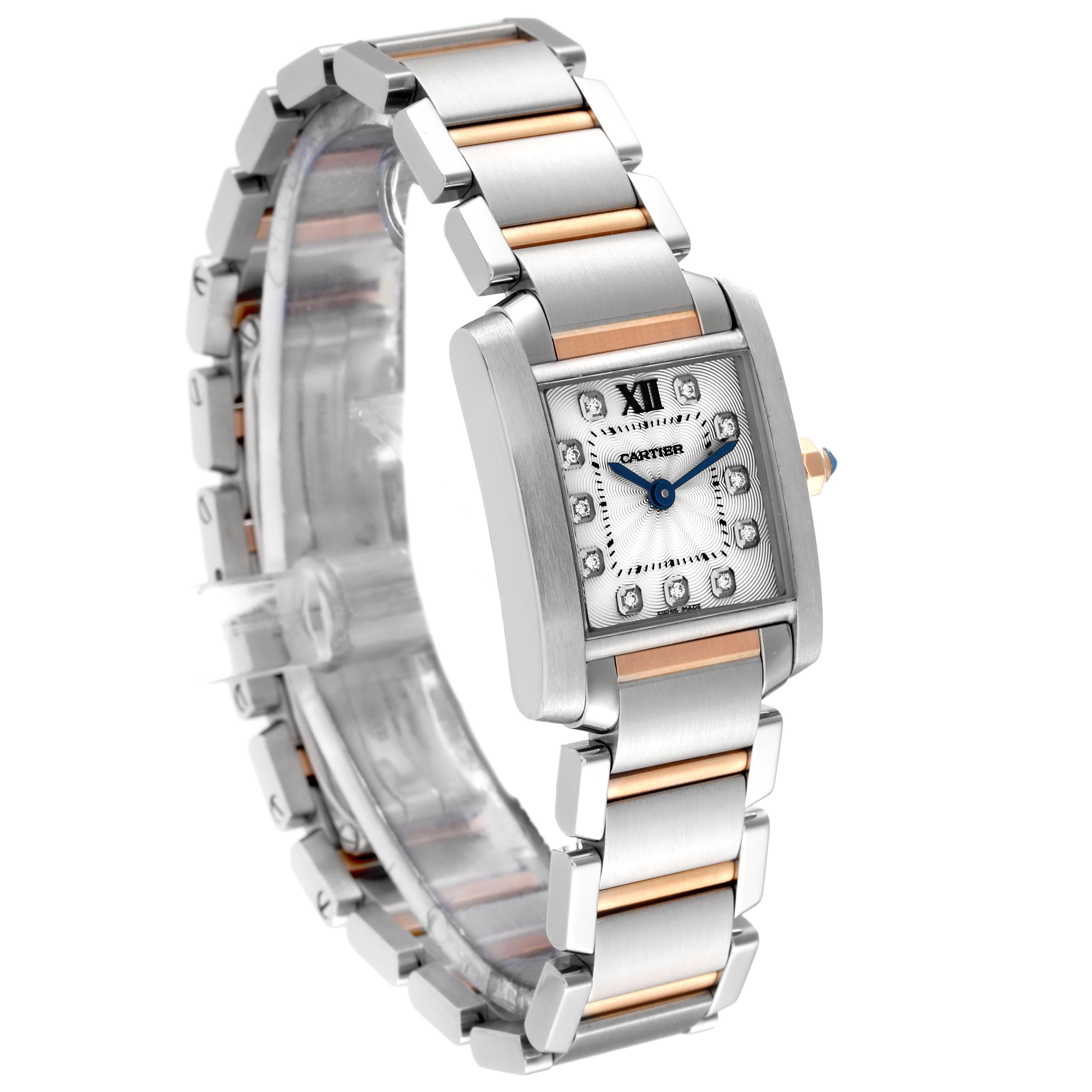 Cartier Tank Francaise Steel Rose Gold Diamond Dial Ladies Watch WE110004 In Excellent Condition In Atlanta, GA