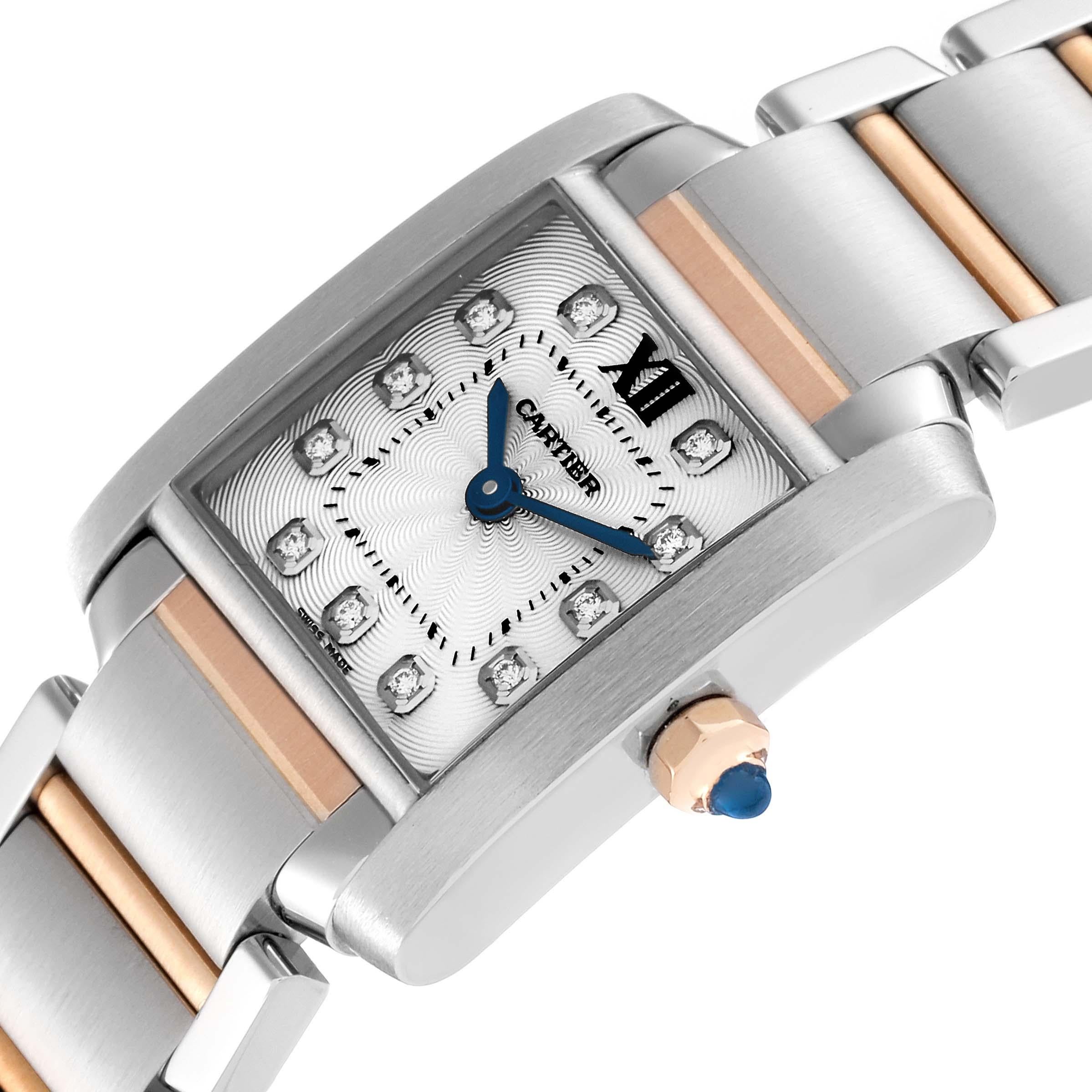 Cartier Tank Francaise Acciaio Oro Rosa Quadrante Diamante Donna WE110004 2