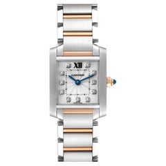 Cartier Tank Francaise Steel Rose Gold Diamond Dial Ladies Watch WE110004