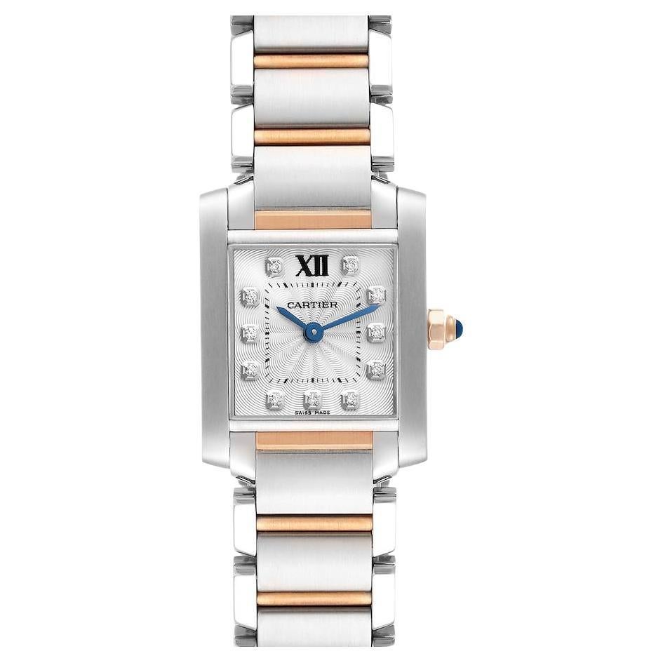 Cartier Tank Francaise Steel Rose Gold Diamond Ladies Watch WE110004 Box Papers