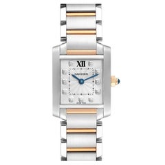 Cartier Tank Francaise Steel Rose Gold Diamond Ladies Watch WE110004