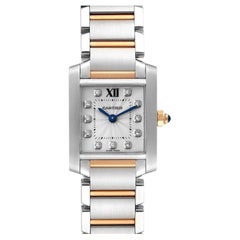 Cartier Tank Francaise Steel Rose Gold Diamond Ladies Watch WE110004