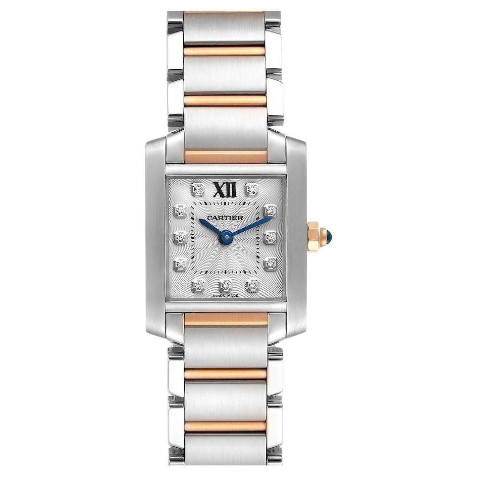 Cartier Tank Francaise Steel Rose Gold Diamond Watch WE110004 Box Papers