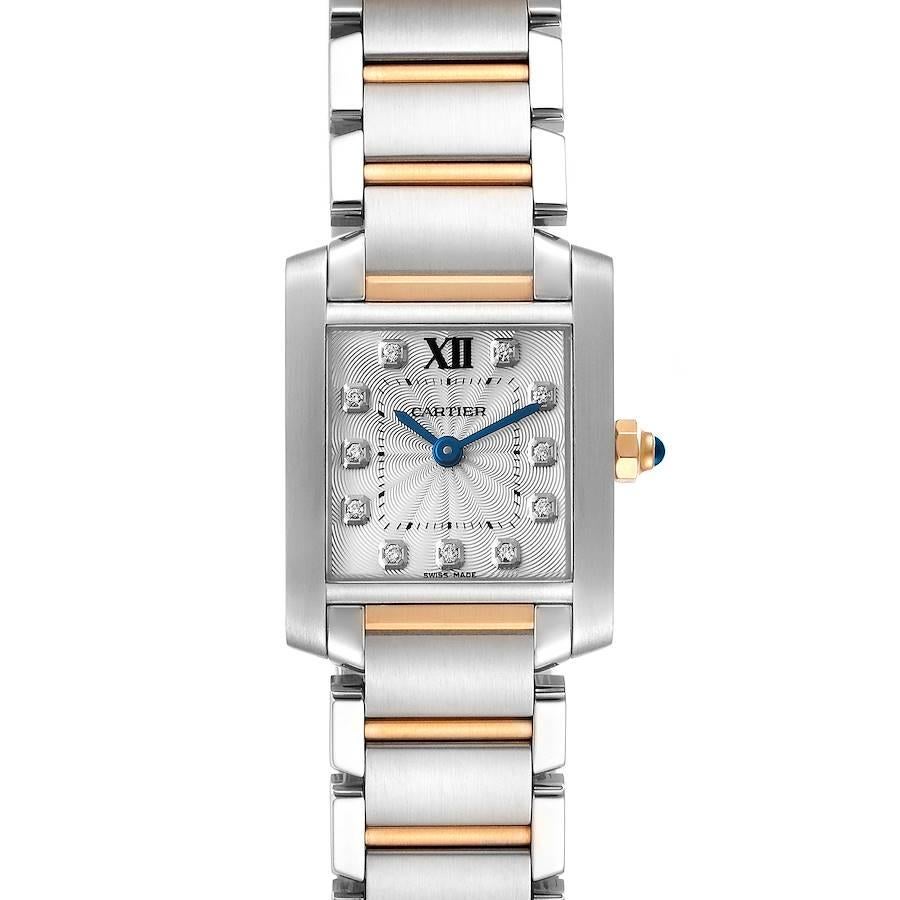 Cartier Tank Francaise Steel Rose Gold Diamond Watch WE110004 Box Papers