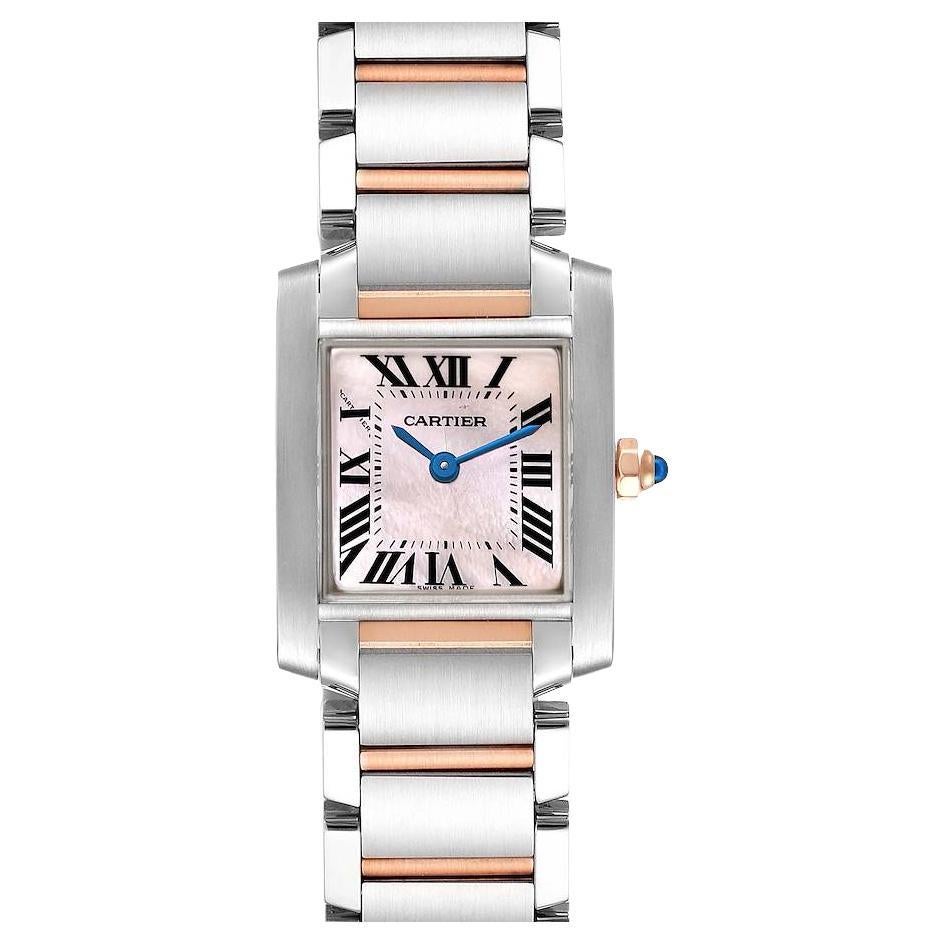 Cartier Tank Francaise Steel Rose Gold MOP Dial Ladies Watch W51027Q4 For Sale