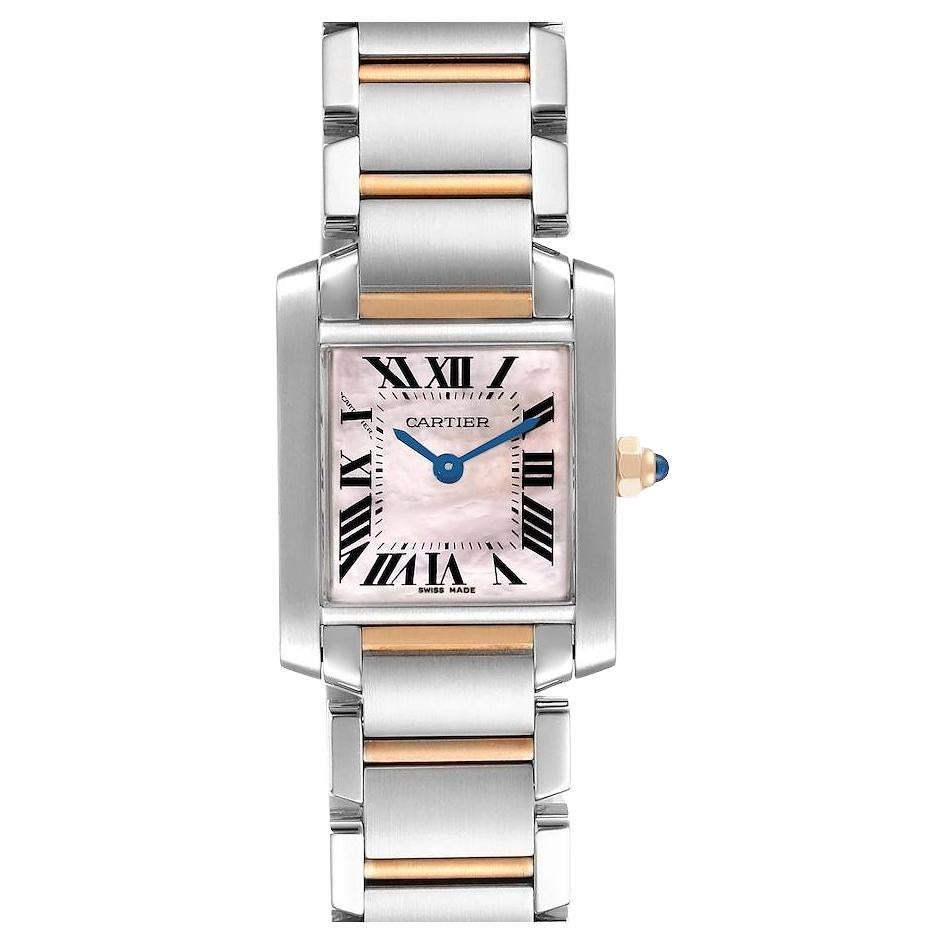 Cartier Tank Francaise Steel Rose Gold MOP Dial Ladies Watch W51027Q4 For Sale