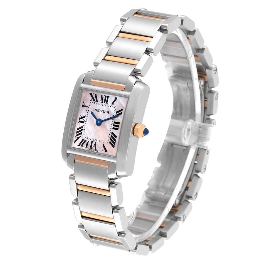Cartier Tank Francaise Steel Rose Gold MOP Dial Watch W51027Q4 In Excellent Condition For Sale In Atlanta, GA
