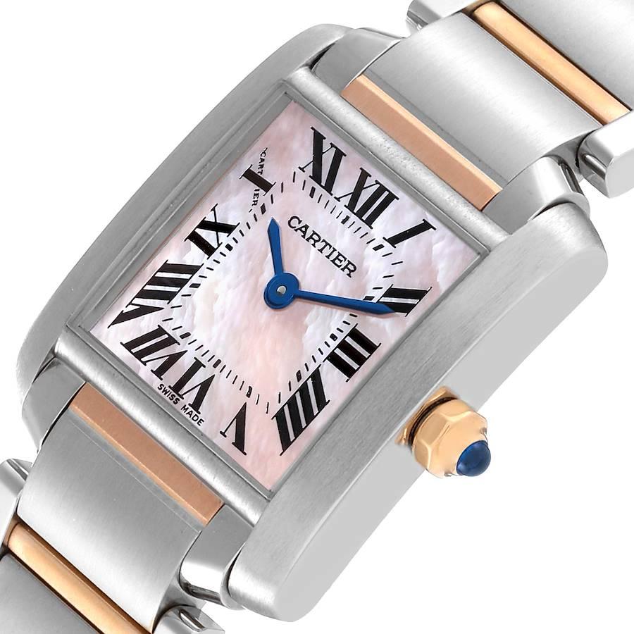 Women's Cartier Tank Francaise Steel Rose Gold MOP Dial Watch W51027Q4 For Sale