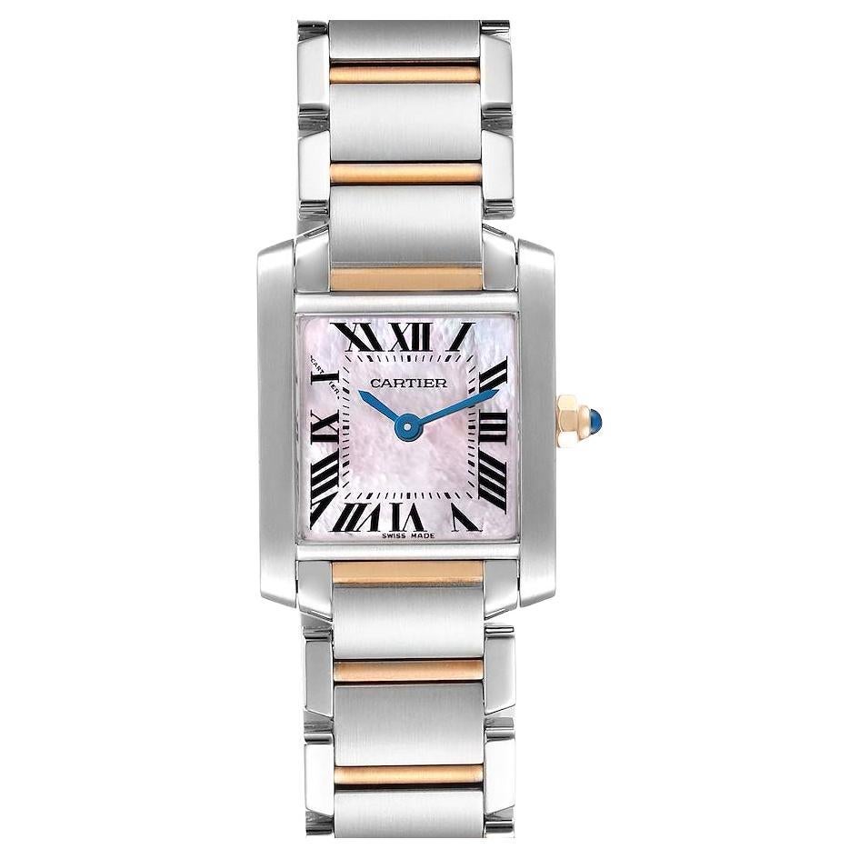 Cartier Tank Francaise Steel Rose Gold MOP Dial Watch W51027Q4 For Sale ...